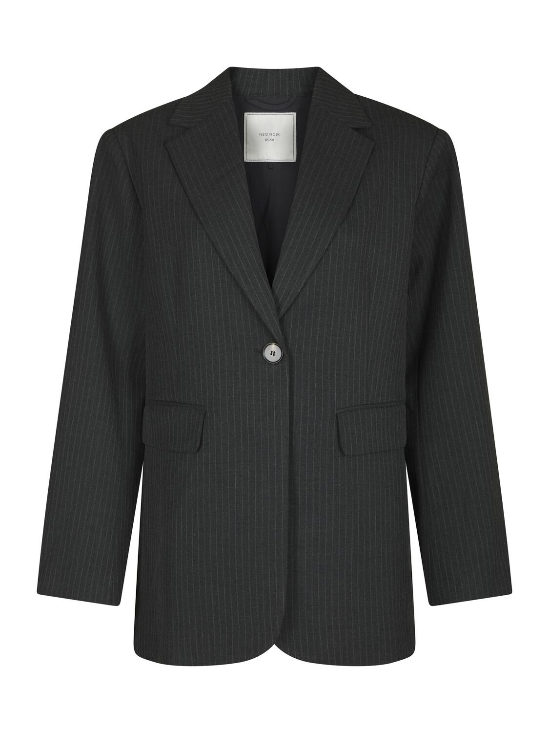 Aarielle Slim Pinstripe blazer – Dark Grey Melange